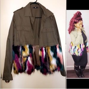 Utility faux fur jacket
